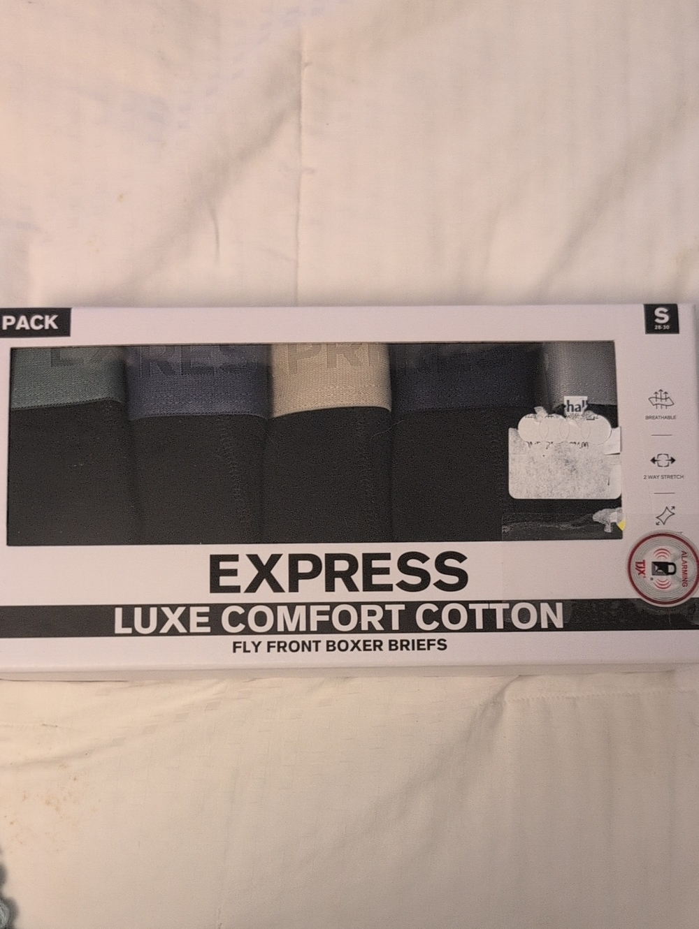 Express Men's 5-Pack Boxer Briefs — Black, Navy, Gray, Cream, Charcoa Smalll